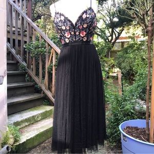 COPY - NWT Needle and Thread black tulle embroidered midi dress with open back …
